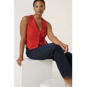 Mare Mare Anthropologie Cross Back Vest Sz XL Red NWT